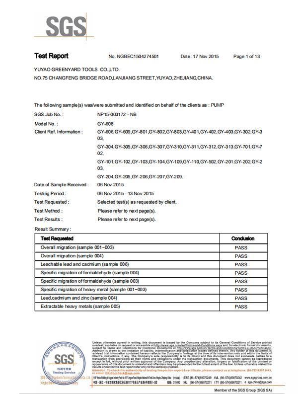 GreenYard certification document 1